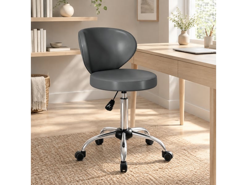  Tabouret de massage à roulettes,45x54 cm,réglable avec dossier,pu,gris  - Conforama B