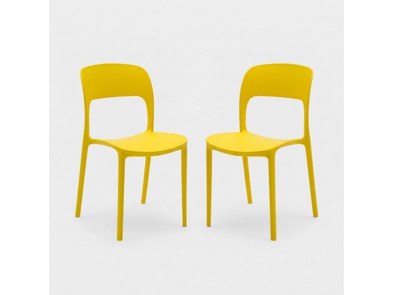  Lot de 2 chaises empilables intérieur et extérieur sirolo - jaune  - Conforama A