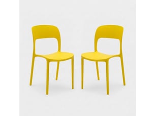 Lot de 2 chaises empilables intérieur et extérieur sirolo - jaune