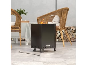 Brasero de table hexagonal 45 x 38,8 x 46,5 cm – noir – combustion secondaire avec tisonnier inclus