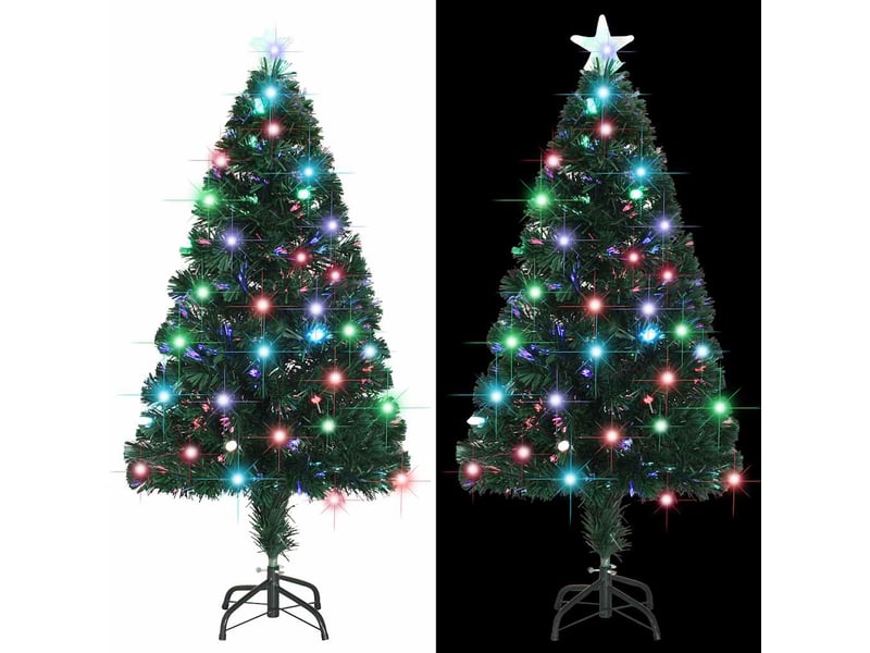  Arbre de noël, sapin de noël pré-éclairé avec support et led 120 cm fibre optique  - Conforama D
