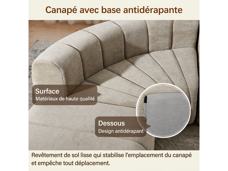  Canapé d'angle modulable 4 places marron - revêtement chenille, mousse haute résilience, modules indépendants  - Conforama R