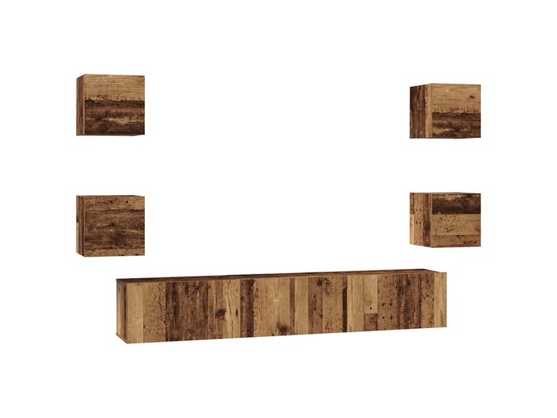  Ensemble meuble tv - banc tv - meuble de rangement 7 pcs bois ancien bois d'ingénierie  - Conforama A