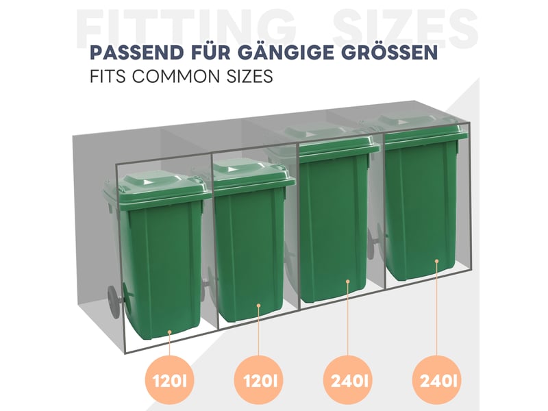 Abri poubelle avec toit végétal - capacité 120-240 litres - design moderne et attrayant - acier galvanisé résistant 264x80x125cm - Conforama E