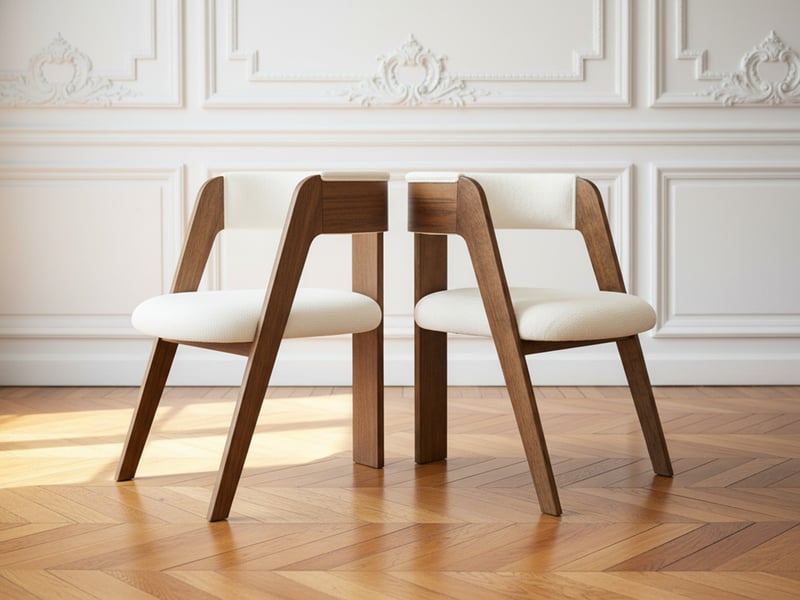  Bobochic lot de 2 chaises borely placage chêne massif et tissu bouclette marron foncé BORELY - Conforama D