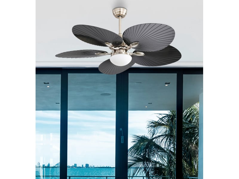  Ventilateur de plafond fabrilamp chaw dc nickelnoir 5 pales 132 cm 6 vitesses led 24 w télécommande 173291534 - Conforama A