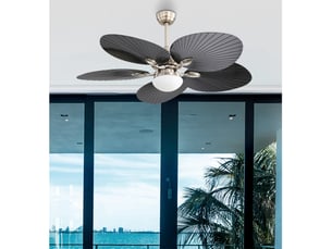 Ventilateur de plafond fabrilamp chaw dc nickelnoir 5 pales 132 cm 6 vitesses led 24 w télécommande