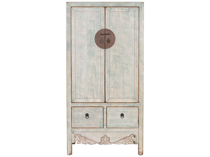 Armoire en bois bleu et blanc 90x50x180h cm  - Conforama B