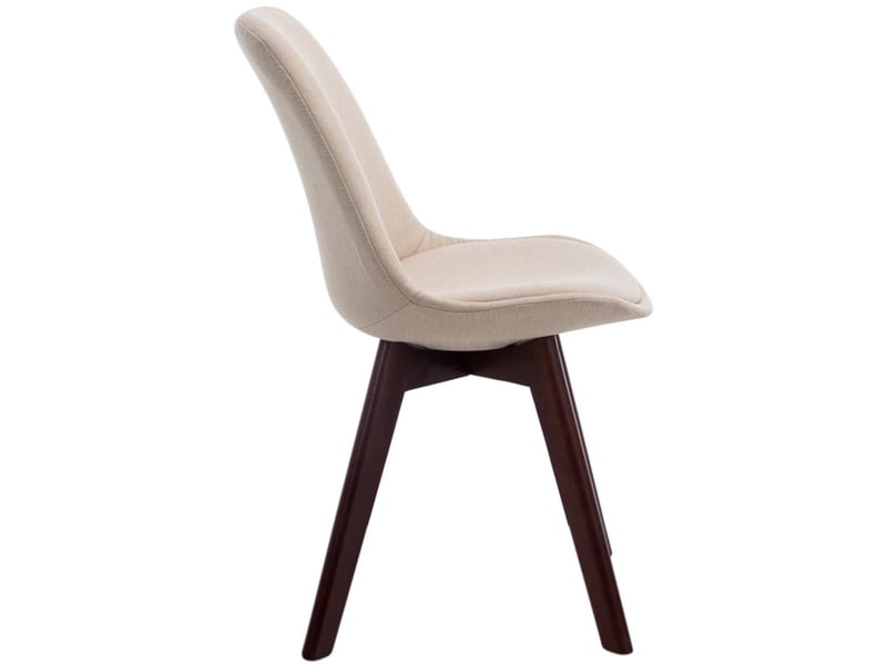 Lot de 4 chaises de salle à manger design scandinave en tissu crème et piètement à 4 pieds en bois foncé 10_0008560  - Conforama D