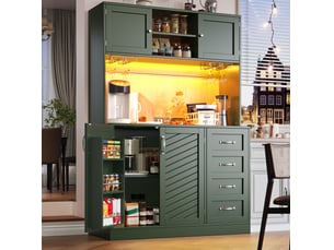 Meuble buffet rangement 120 40 188 led 4 portes 2 tiroirs mdf vert salon cuisine homvra