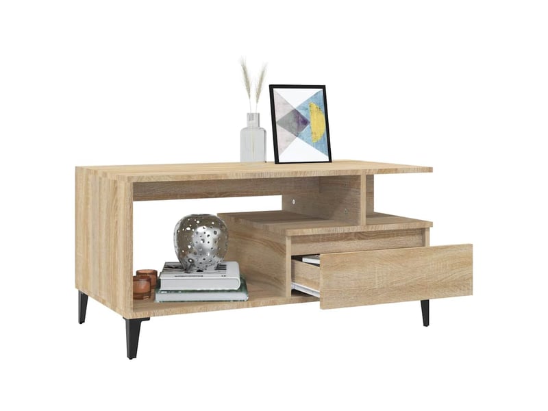  Table basse - table de salon - table à thé chêne sonoma 90x49x45 cm bois d'ingénierie  - Conforama D