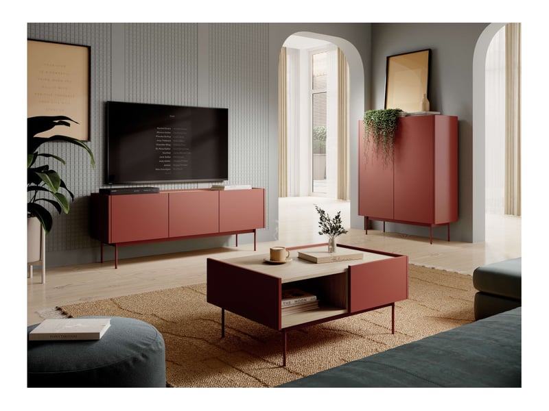 Table basse vivaro 2 tiroirs en bois - rouge brique VIVARO - Conforama C