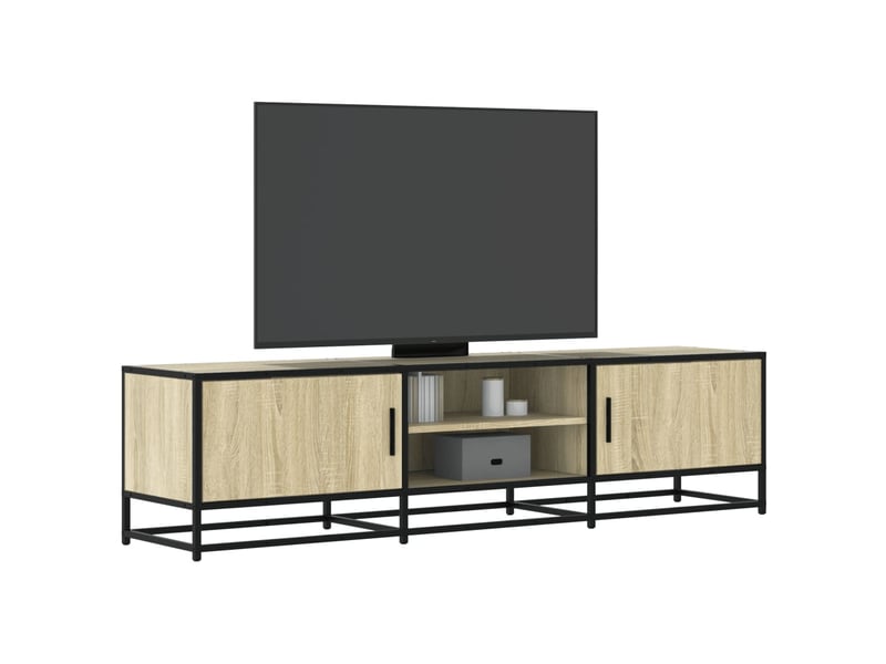  Meuble tv - banc tv - meuble de rangement chêne sonoma 160x35x41 cm bois d'ingénierie et métal  - Conforama B