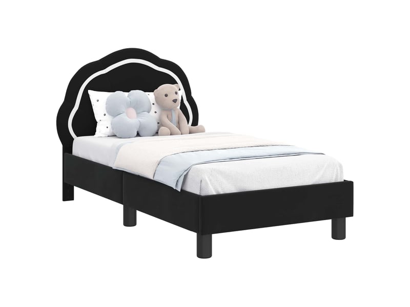  Lit simple- lit adulte -  cadre de lit pour tout-petit avec tête de lit noir 70 x 140 cm  - Conforama A