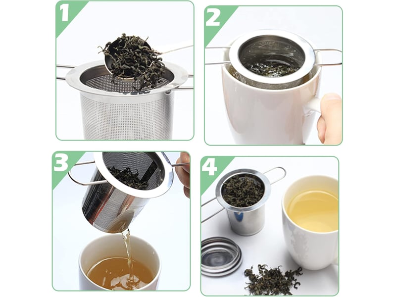  Filtre à thé, infuseur à thé en acier inoxydable 304 avec poignée et couvercle pliables pour tasses et théières de différentes tailles (a-2pcs) QA003893 - Conforama C