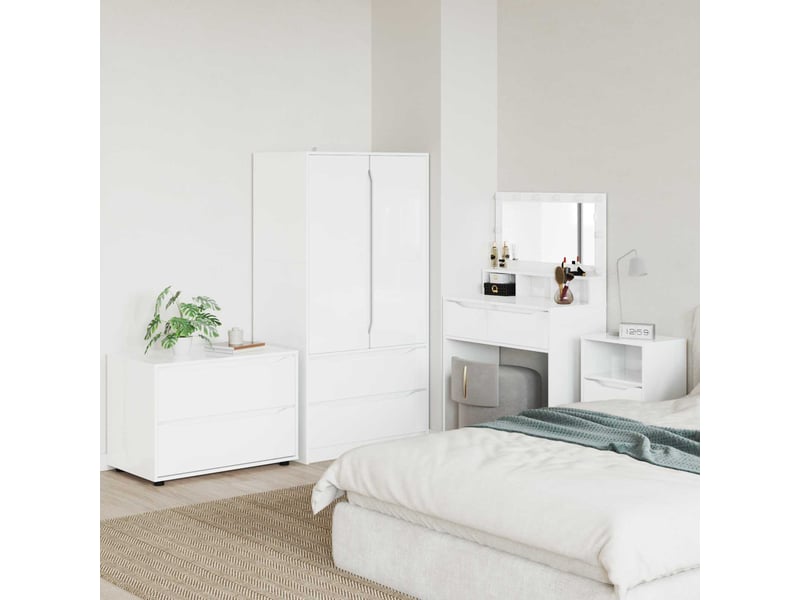  Armoire de rangement, commode de rangement 80 x 48 x 57 cm bois d'ingénierie shl2453  - Conforama B