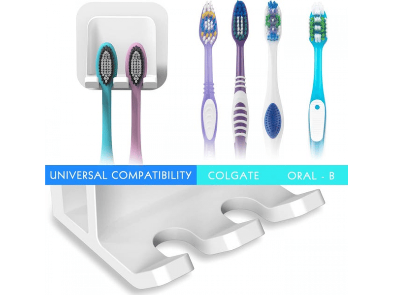  Porte-brosses à dents adhésif 2-en-1 (2 units) - support mural étanche avec porte-gobelet, pour salle de bain et douche  - Conforama C