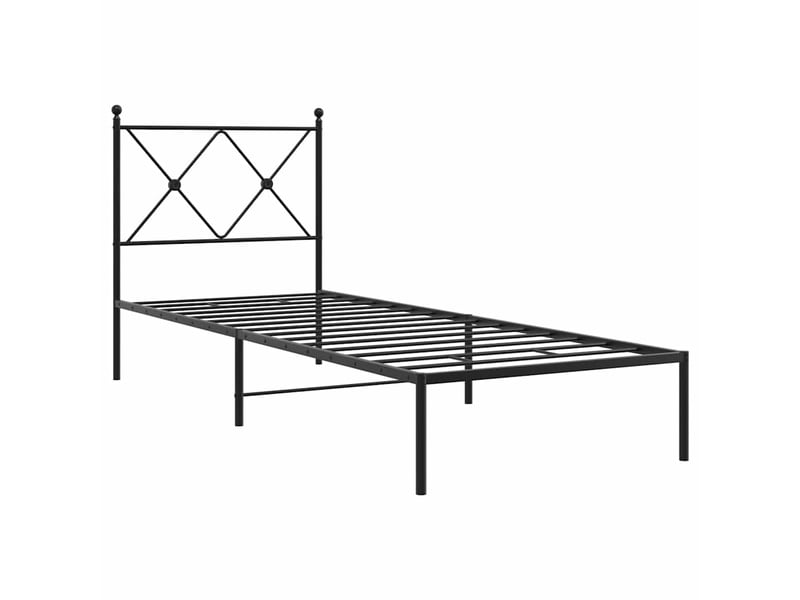 Lit simple- lit adulte - cadre de lit métal sans matelas avec tête de lit noir 80x200 cm - Conforama B