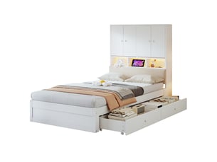 Lit avec rangement 90x200 cm DESVIAE   coloris blanc