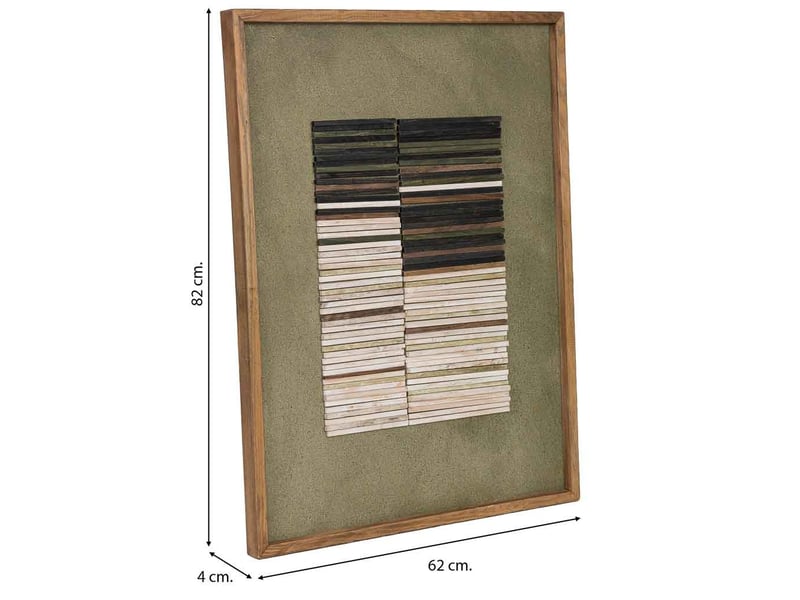 Tableau artisanal en bois recyclé relief vert 62x4x82 cm h cm - Conforama C