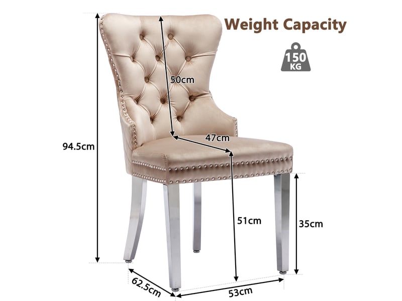 Lot de 4 chaises de salle à manger en velours avec pieds en métal  - Conforama E
