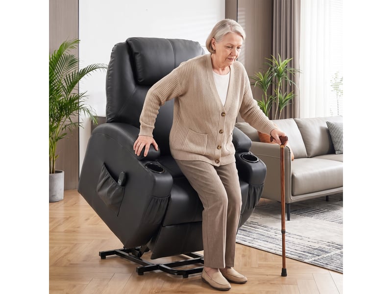  Fauteuil releveur électrique inclinable en pu noir 83x95x107 cm  - Conforama B