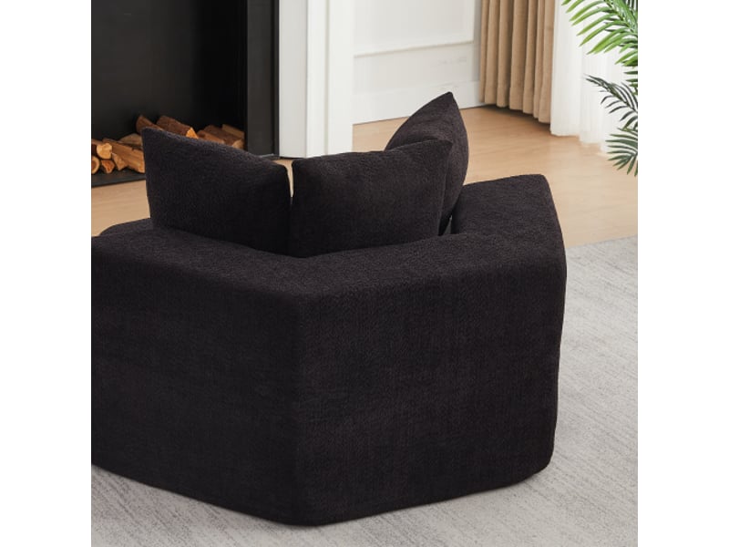  Fauteuil hexagonal individuel moderne, design modulable et polyvalent – canapé velours chenille assorti  - Conforama D