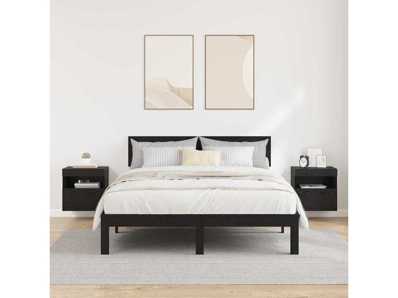  Lot de 2 meuble tv mural, meuble tv suspendu chêne noir bois d'ingénierie shl79894  - Conforama E