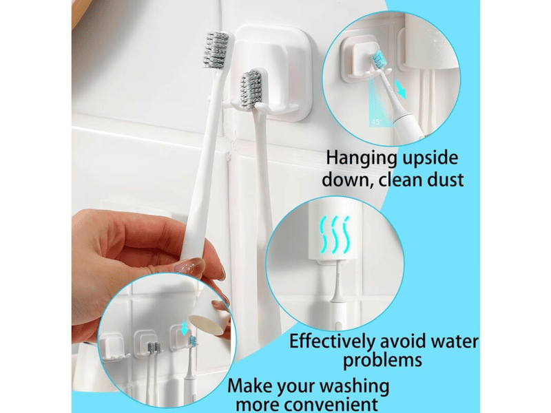  Porte-brosse à dents 4 pièces, porte-brosse à dents électrique, porte-brosse à dents autocollant sans perçage  - Conforama D