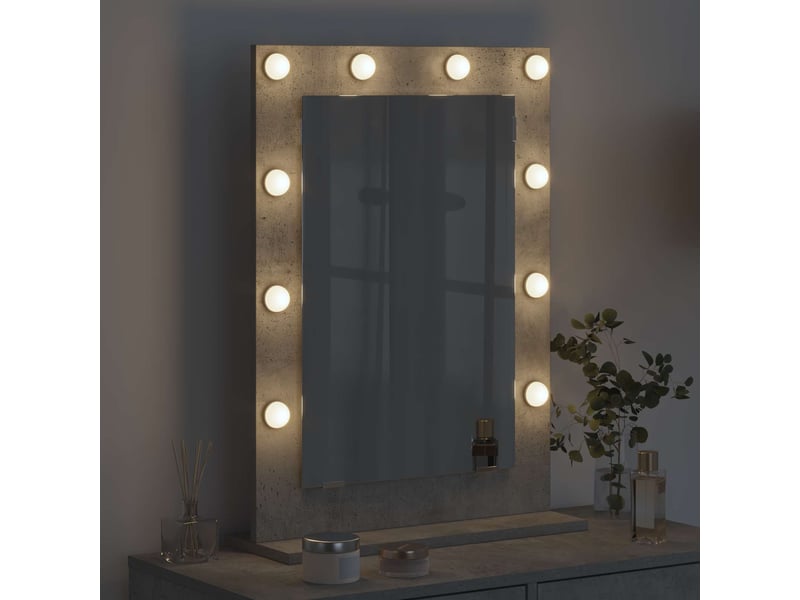 Miroir de vanité, miroir de coiffeuse gris béton 70 x 50 x 18 cm rectangulaire cf62777 - Conforama C