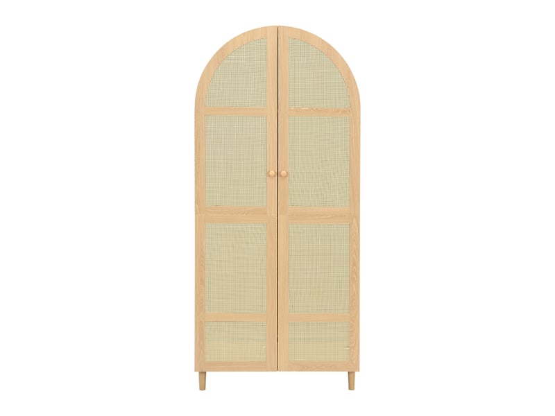  Armoire penderie avec tringle et tiroirs portes en rotin coloris naturel 80x50x179 cm GL8423D - Conforama A