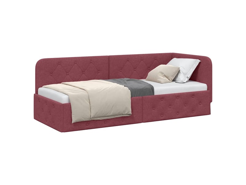  Lit simple- lit adulte -  cadre de lit d'angle bordeaux 80 x 200 cm tissu  - Conforama B