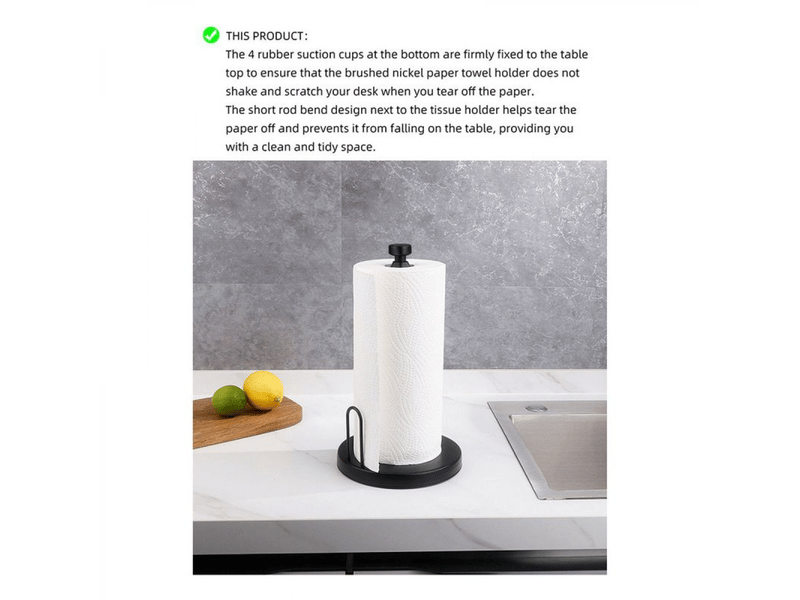 Distributeur d'essuie-tout de comptoir, déchirable d'une seule main, avec mécanisme à cliquet, pour cuisine et salle de bain, noir - Conforama E