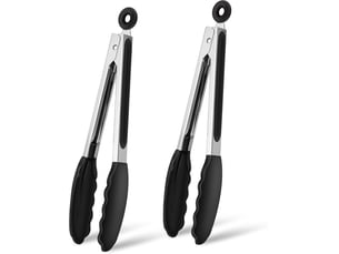 Pinces de cuisine, lot de 2, pince alimentaire en inox et silicone et poignée antidérapante, pince de cuisine résistant à la chaleur, barbecue