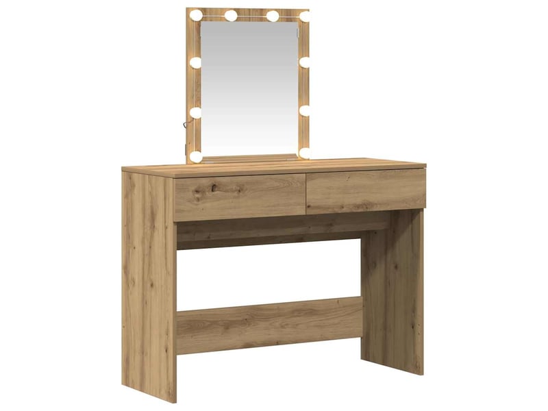  Coiffeuse, table de toilette chêne artisanal 100x40x130 cm shl57904  - Conforama A