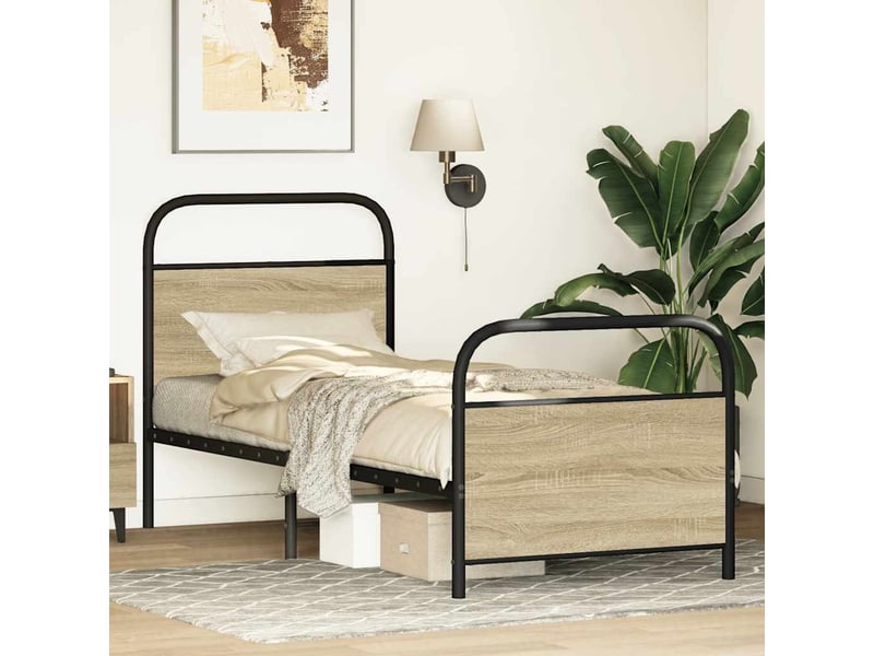  Lit simple- lit adulte -  cadre de lit sans matelas 80x200cm chêne sonoma bois ingénierie  - Conforama B