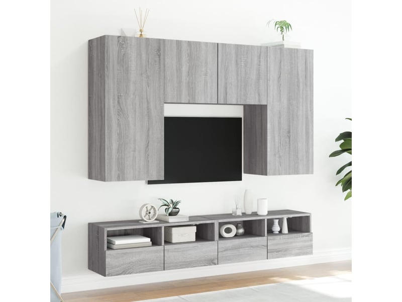  Meuble tv - banc tv - meuble de rangement mural sonoma gris 80x30x30 cm bois d'ingénierie  - Conforama D