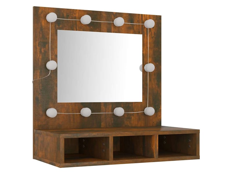 Armoire à miroir avec led chêne fumé 60x31.5x62 cm - Conforama D