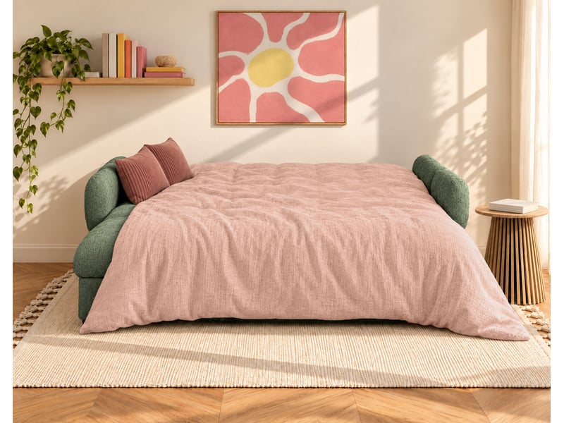 Octave - canapé d'angle réversible 4 places convertible avec coffre en velours texturé - best mobilier - vert sauge OCTAVE - Conforama D