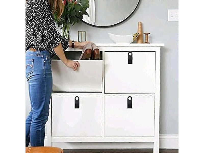  Poignée en cuir pu noir doux, poignée d'armoire en cuir facile à installer avec vis  - Conforama D