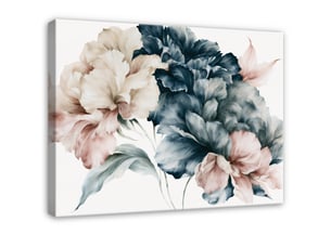 Tableau décoration murale impression sur toile fleurs pivoines marine - 100x70 cm - tableau décoration murale chambre et salon