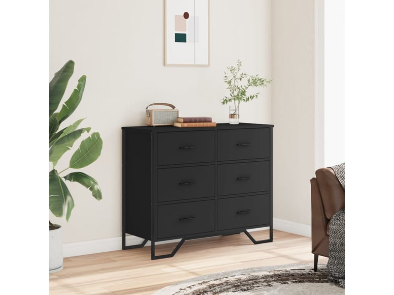  Commode chambre adulte, armoire à tiroirs noir 91x35,5x74,5 cm bois d'ingénierie  - Conforama C