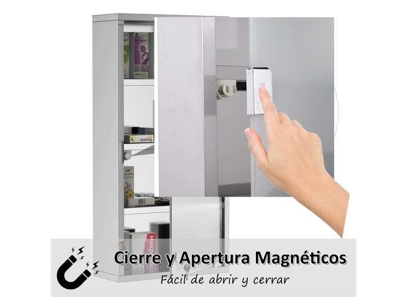  Armoire à pharmacie murale en acier inoxydable, serrure à 2 clés, 30 x 12 x 60 cm  - Conforama R