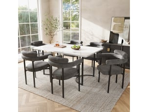 Lot de 6 chaises salle à manger 70x62x85 cm, temporain, dotée d'accoudoirs, cadre acierlique, gris foncé