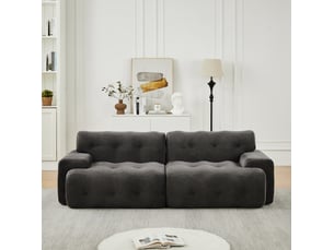 Canapé droit fixe DESMIU 2 places Tissu gris