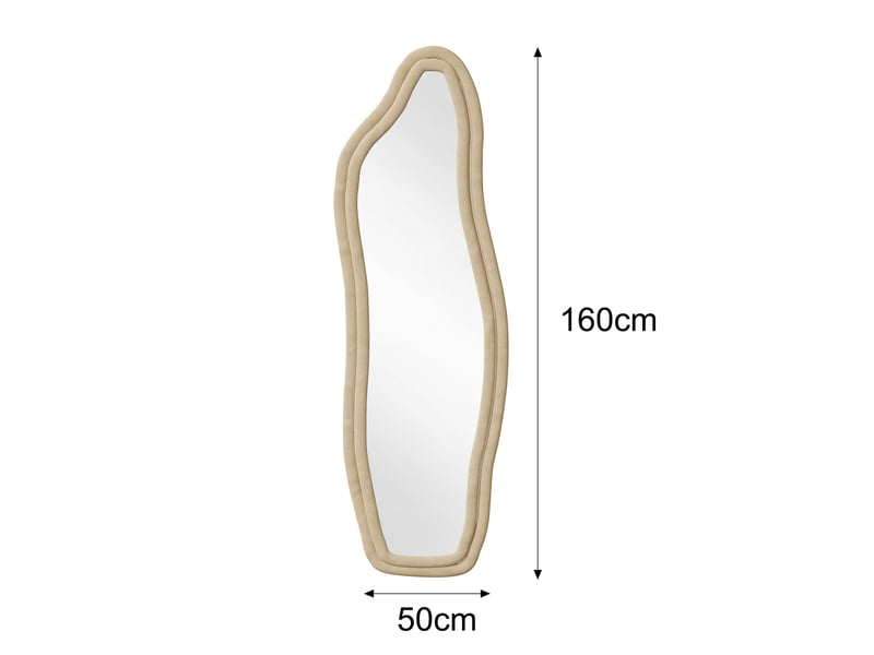 Miroir sur pied - 160x50cm - design irrégulier - cadre velours - miroir psyché pleine longueur incassable - jaune - Conforama E
