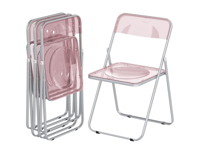 Chaise pliante aubvevik lot de 4 acrylique transparente rose - Conforama A