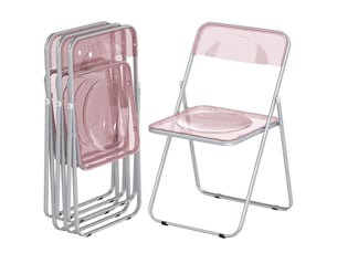 Chaise pliante aubvevik lot de 4 acrylique transparente rose