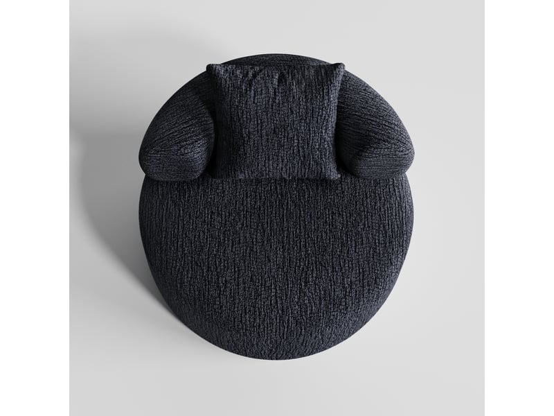 Fauteuil relax rond 1 place en chenille noir, 100x100x65 cm - Conforama R