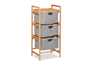 Panier à linge étagère moderne 3 compartiments 80 x 30 x 90 cm gain de place en bambou naturel 13_0005629